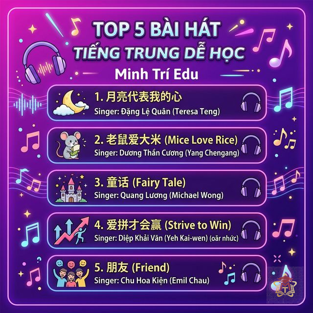 Top 5 Bài Hát Tiếng Trung Dễ Học Nhất — Nghe 3 Lần Là Thuộc